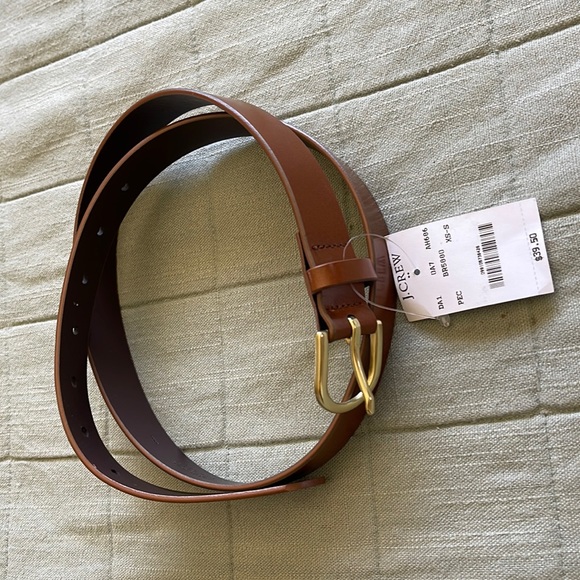 Jcrew NWT brown leather and gold belt